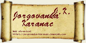 Jorgovanka Karanac vizit kartica